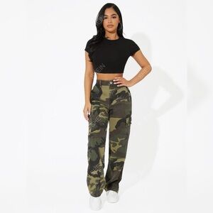 SHEIN Petite Size Camo Cargo Pants Jeans